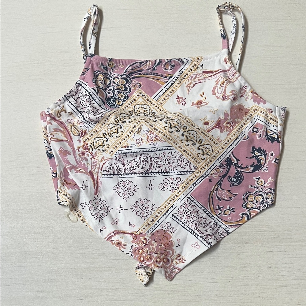 Derek Heart Pink and White Patterned Tank Top